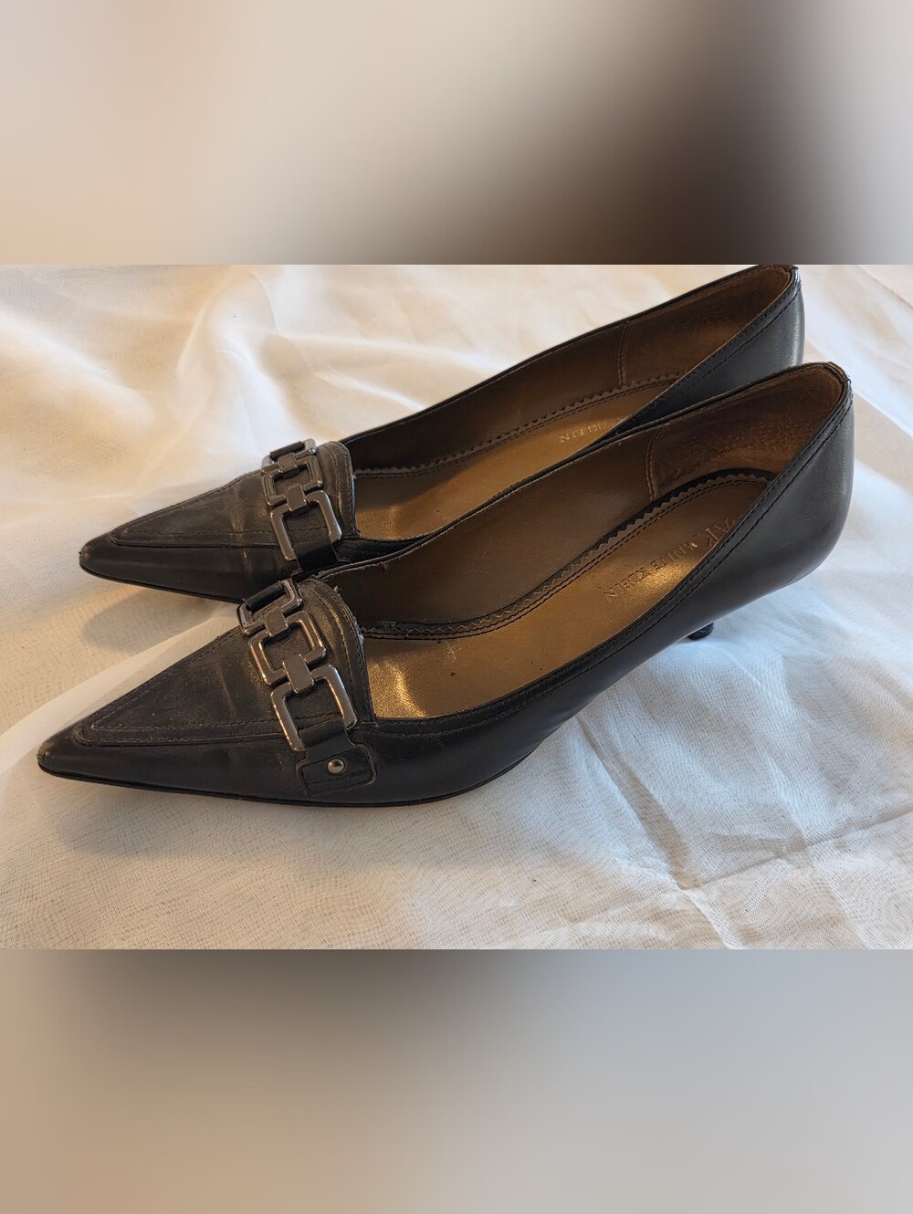 AK Anne Klein Pointed Toe Kitten Heel Loafer Pumps, 8M 90s Goth Whimsigoth Black